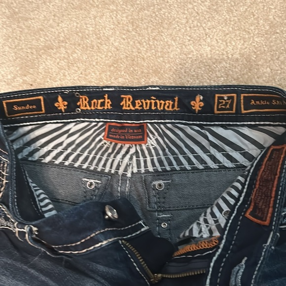 Rock Revival Distressed Jeans Mid Rise.Size 27 Ankle Skinny - Picture 4 of 13